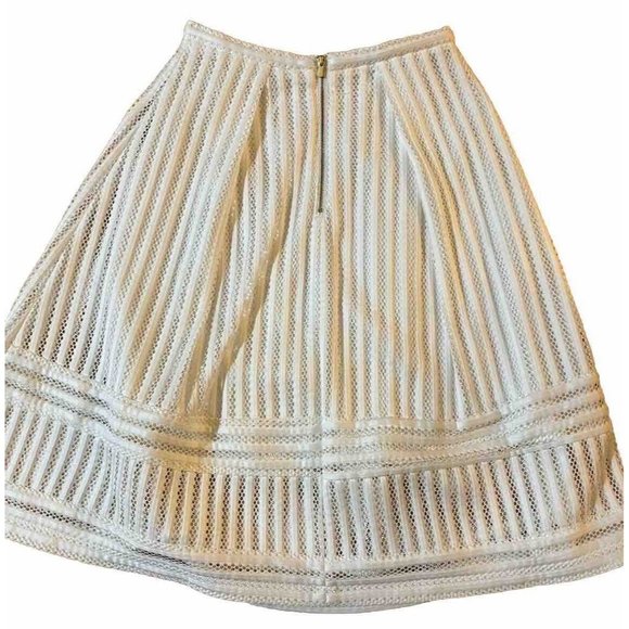 H&M White Mesh Overlay  Skirt Lined Midi Size 6  Rear Zipper - Picture 5 of 8